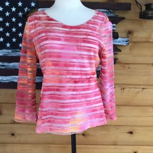 Long sleeve top/pink and white.